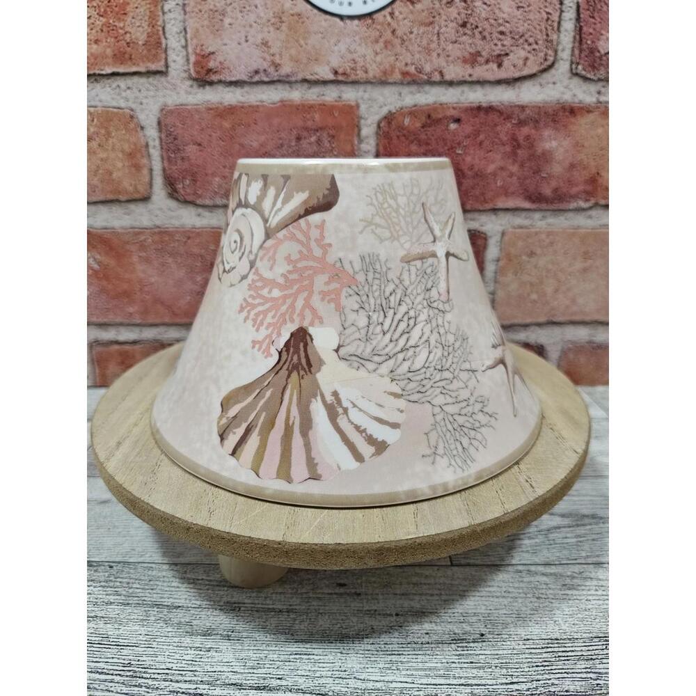 2011 Yankee Candle Topper Jar Shade Sea Shell Starfish Beach Pink Ceramic 4X6"